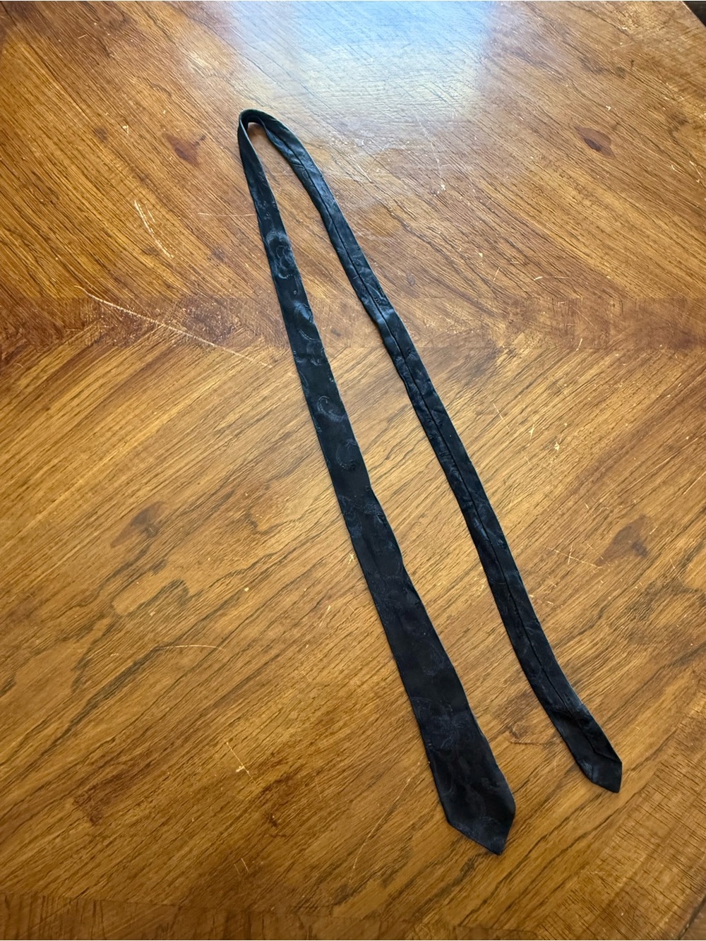 Black Jacquard Skinny Neck Tie